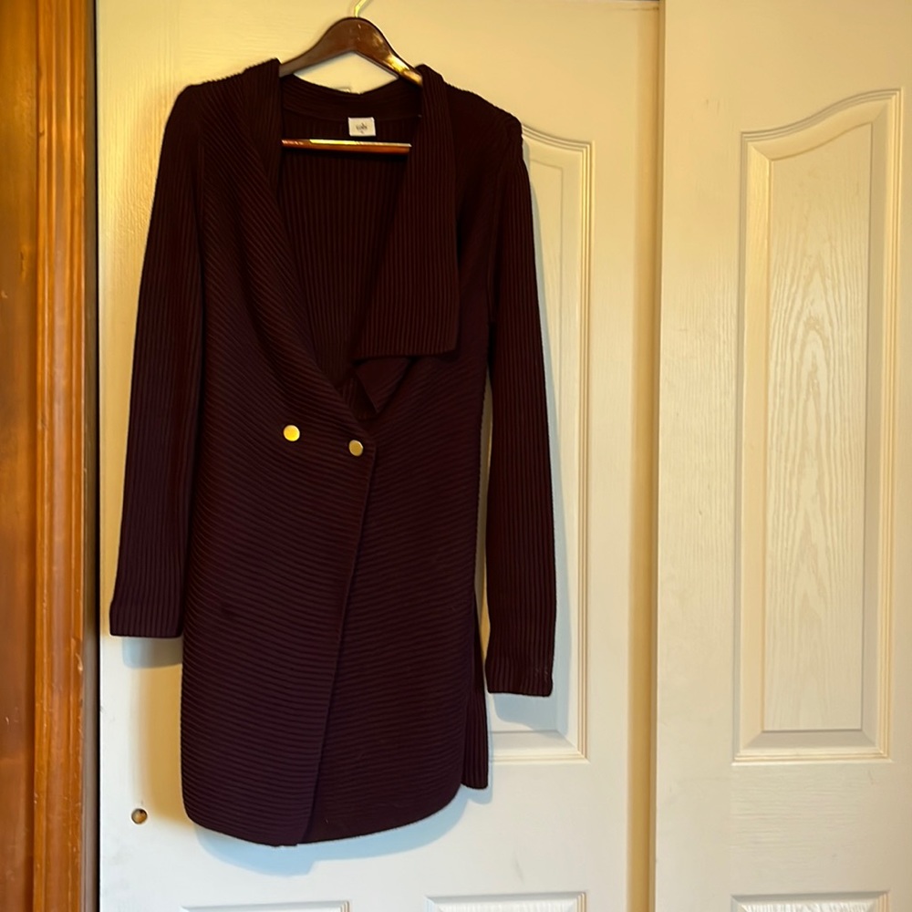 EUC cabi Duster-style burgundy sweater